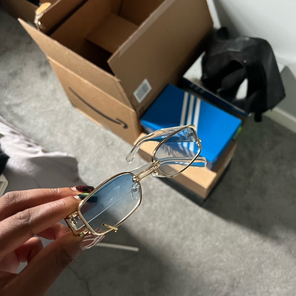 Gold Frame Blue Lens Glasses